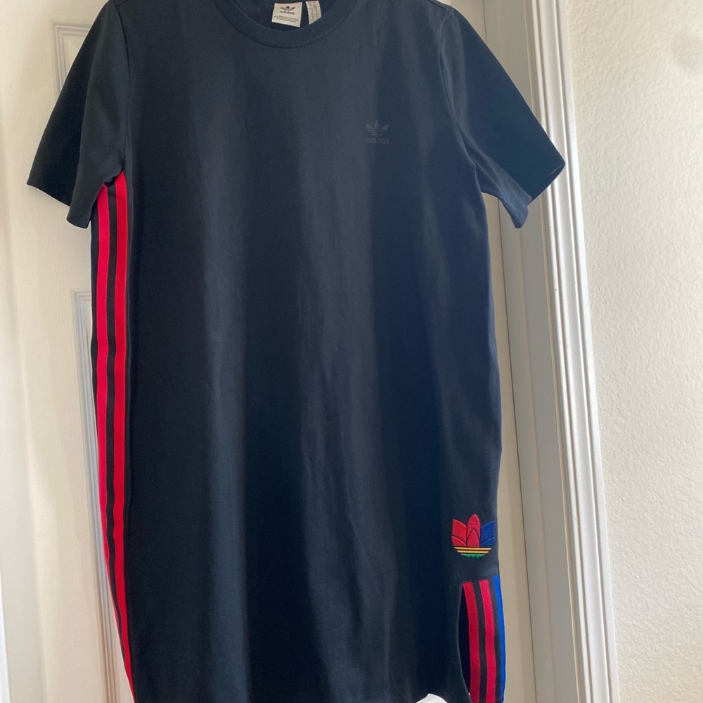 Adidas Black Dress with Red and Blue Accents